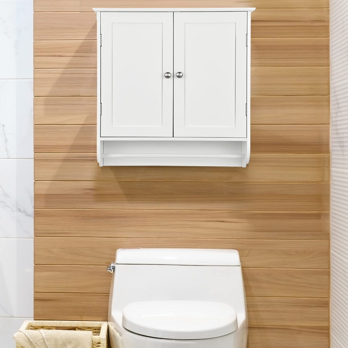 Bathroom Cabinet Wall Mounted - Over The Toilet Medicine Cabinet with Double Doors - Goflame