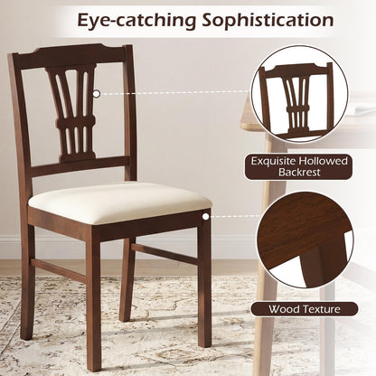 Goflame Wooden Dining Chairs Set of 2/4 Upholstered Kitchen Chairs