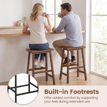 Goflame 24 Inch Counter Height Saddle Bar Stools with Footrest (2/4)