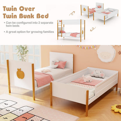 Goflame Wood Twin Over Twin Bunk Bed