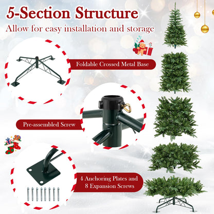 Goflame 12 FT Tall Pre-Lit Hinged Xmas Tree with Quick Power Connector