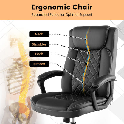 Goflame Executive Office Chair, Leather Like Desk Chair with Thick Headrest Cushion & Padded Armrests, Black