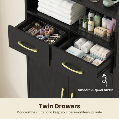 Goflame Freestanding Bathroom Storage Cabinet with 2 Drawers and 2 Doors