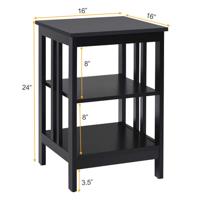 Goflame Nightstand 3-Tier Sofa Side Table W/Reinforced Bars and Stable Structure
