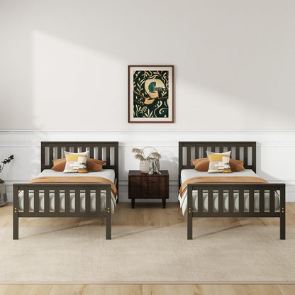 Goflame Queen/Full/Twin Size Wood Bed Frames with Headboard, Mid Century Platform Bed with Wooden Slats Support
