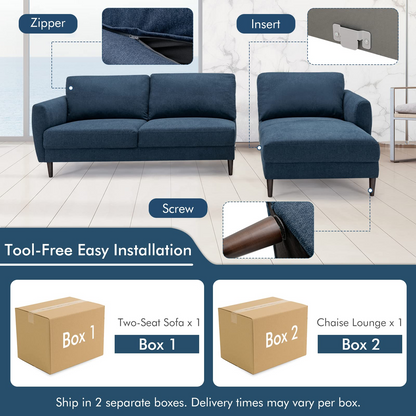 Goflame Sectional Sofa Couch Set, 3-Seat Sofa