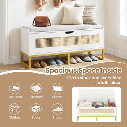 Goflame Flip-Top Entryway Bench with Removable Padded Seat & Hidden Storage