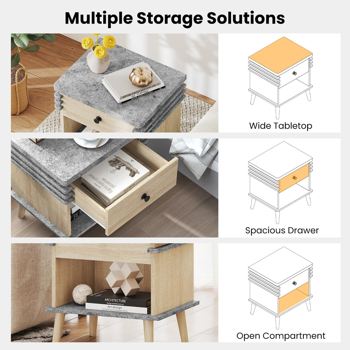 Goflame Modern Nightstand Set of 1/2