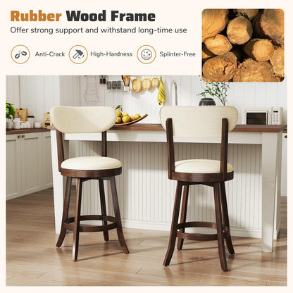 Goflame 25.5" Counter Height Upholstered Linen Barstools