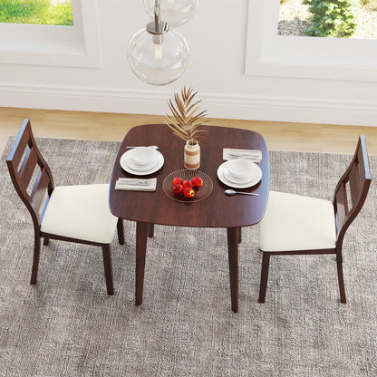 Goflame Wooden Square Kitchen Table and 2 Chairs with Padded Seat