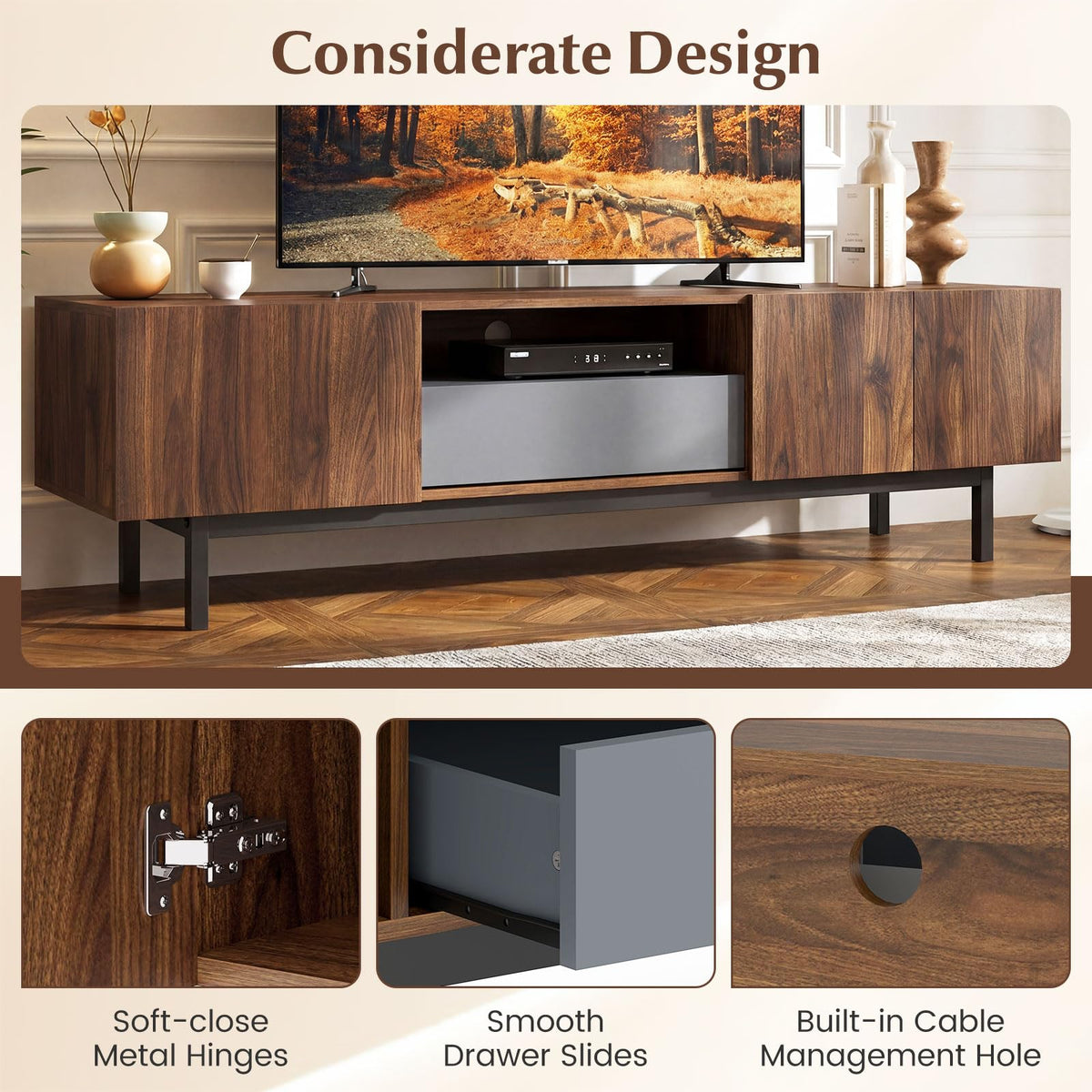 Goflame Mid Century Modern TV Stand for TVs up to 80"