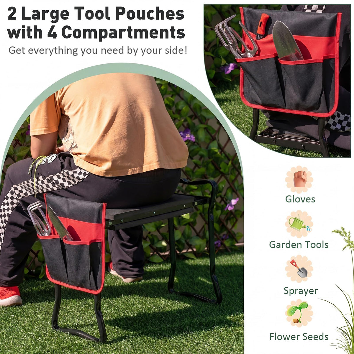 Goflame Garden Kneeler & Seat Folding Gardening Stool