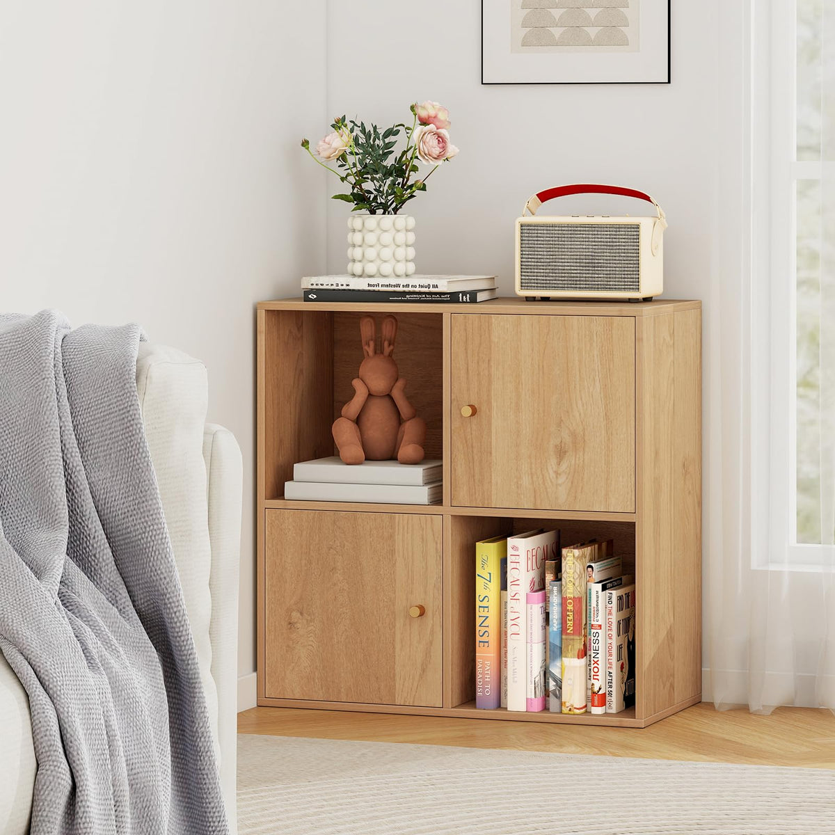 Goflame 4 Cube Bookcase | 2-Tier Freestanding Book Shelf with Open Compartments