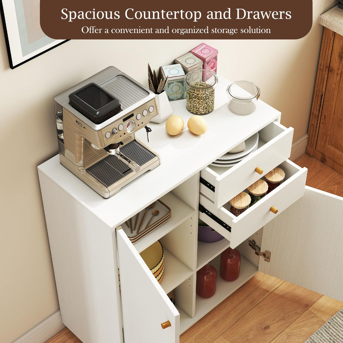 Goflame Sideboard Buffet Cabinet Modern Sideboard Storage Cabinet