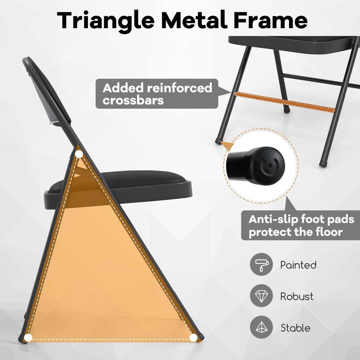 Goflame Portable Party Chairs with Metal Frame