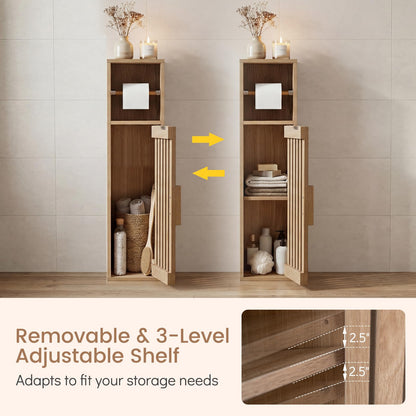 Goflame Slim Bathroom Freestanding Toilet Paper Holder Stand with Door