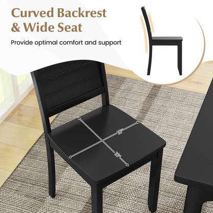 Goflame Wood Dining Chairs Set of 2/4, Modern Kitchen Chairs w/Rubber Wood Legs, Curved Backrest, Farmhouse Diner Chairs