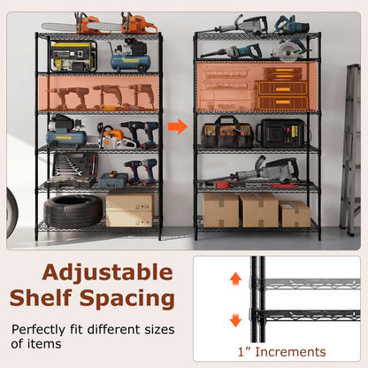Goflame 6-Tier Metal Storage Shelving Unit with V-Shaped Wire Rack for Home Garage