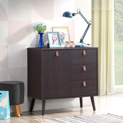 Goflame Sideboard Storage Cabinet with Doors and Adjustable Shelf (Dark Brown)