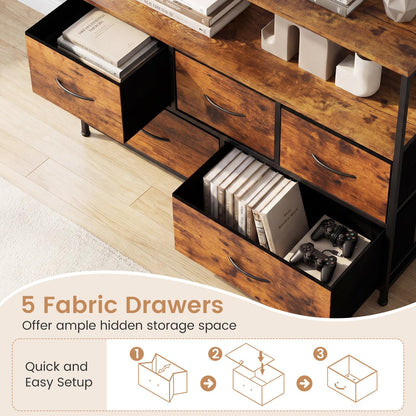 Goflame TV Stand for 45 Inch TV | 5 Fabric Drawer Entertainment Center with Open Shelf