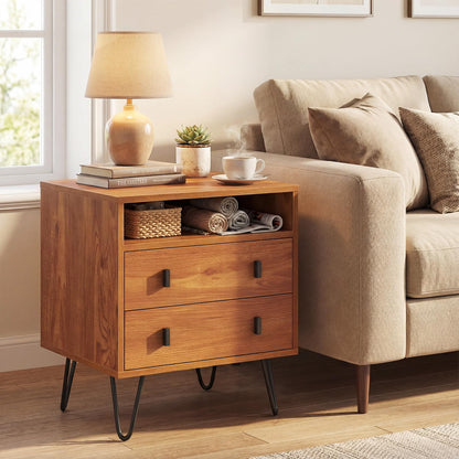 Goflame Night Stand with 2 Drawers for Bedroom Home Office