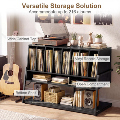 Goflame large Record Player Stand with Charging Station