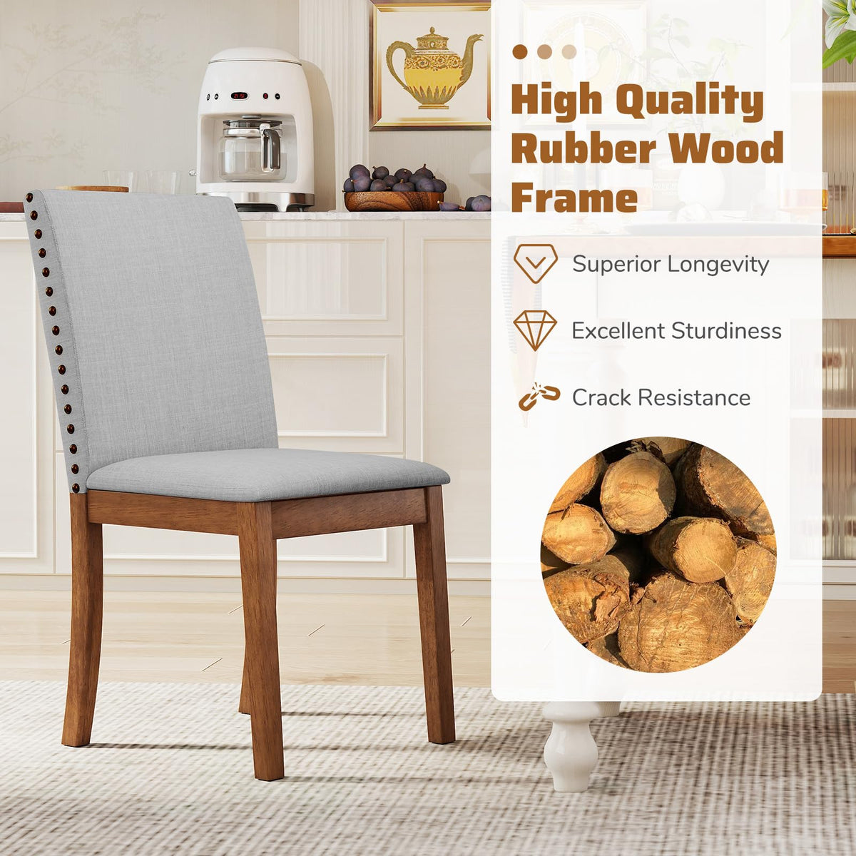 Goflame Upholstered Dining Chairs Set for Restaurant