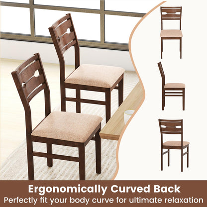 Goflame Wooden Dining Chairs Set of 2/4 Fabric Upholstered Kitchen Armless Chairs