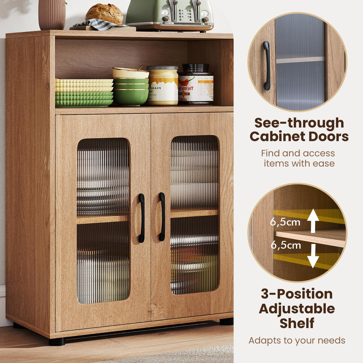 Goflame Bathroom Storage Cabinet with 2 Doors & 3-Level Adjustable Shelf