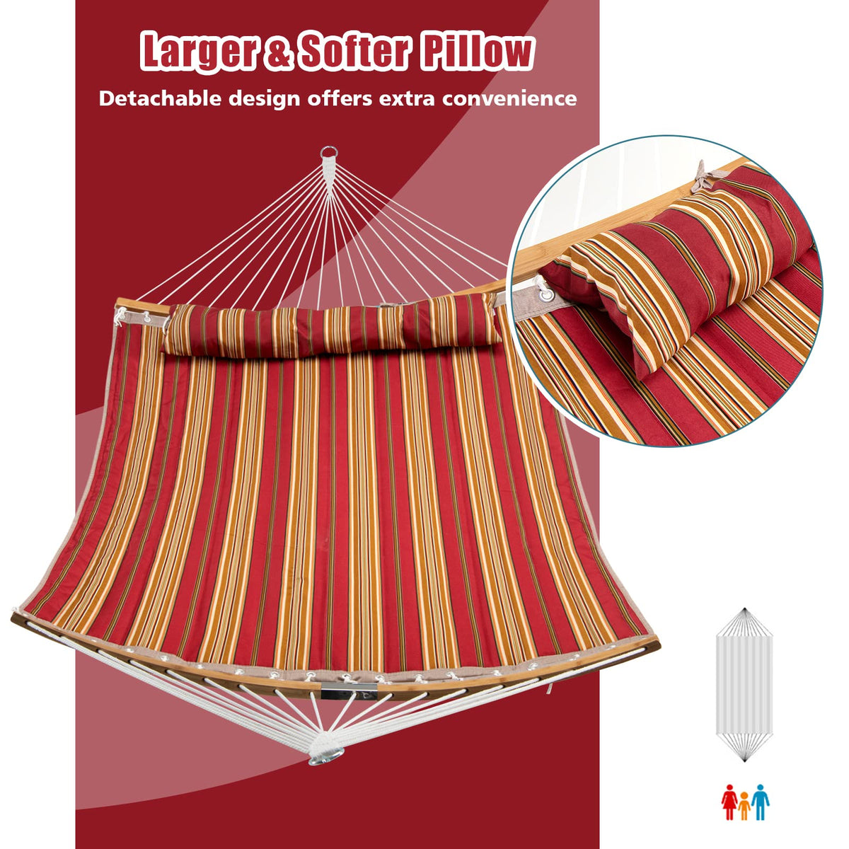 Goflame Hammock with Detachable Pillow Outdoor Hanging Chair (Hammock Stand Not Included)