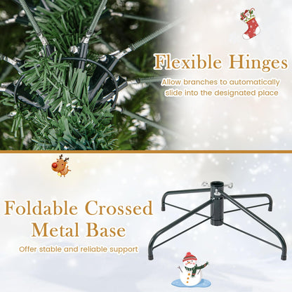 Goflame Pre-Lit Artificial Christmas Tree with PVC & Soft TPE Branch Tips & Foldable Metal Stand