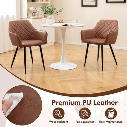 Goflame Mid Century Modern Dining Chairs Set of 2/4, Upholstered Accent Chairs w/Curved Backrest, Wide Seat & Armrests