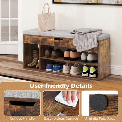Goflame 3 Tier Shoe Rack Organizer with Flip Top Storage and Padded Seat Cushion