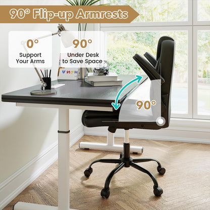 Goflame Leather Office Chair | Ergonomic Computer Desk Chair with Flip-up Arms