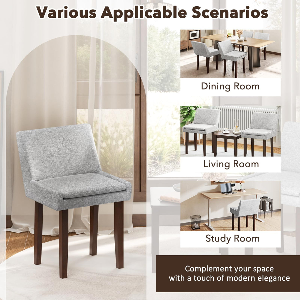 Goflame Linen Upholstered Accent Chairs w/Mid Back & Cushioned Seat