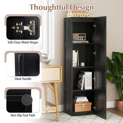 Goflame Narrow Farmhouse Freestanding Bathroom Cabinet with 4 Shelves