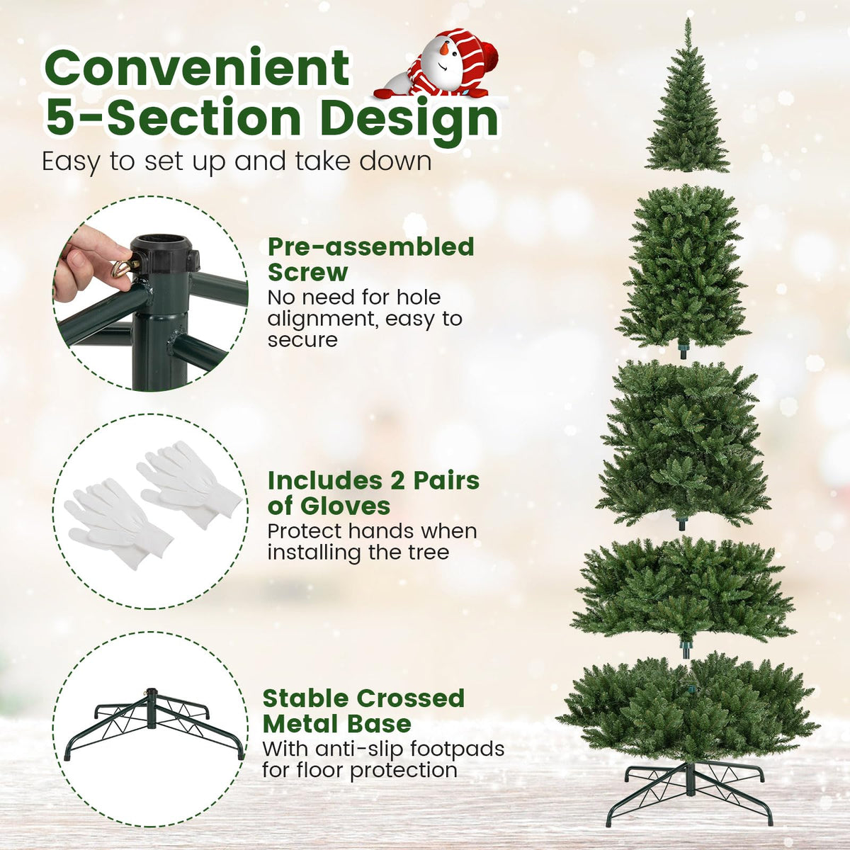 Goflame 12ft Pre-Lit Artificial Christmas Tree with 360° Quick Power Connector