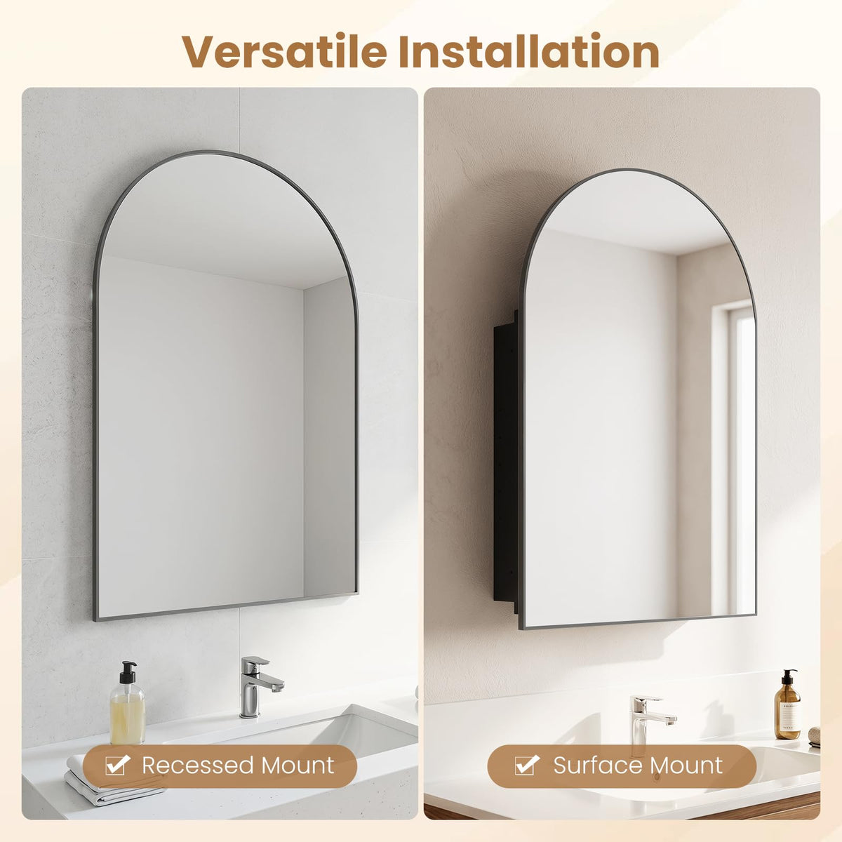 Goflame 34" x 22" Brushed Metal Wall-Mounted Medicine Cabinet for Bathroom