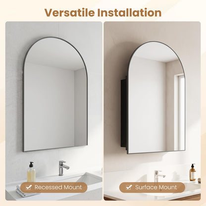 Goflame 34" x 22" Brushed Metal Wall-Mounted Medicine Cabinet for Bathroom