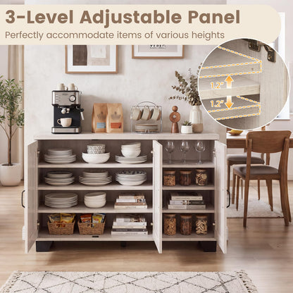 Goflame Sideboard Buffet Cabinet | 45" Farmhouse Coffee Bar Cabinet with 3 Doors & Adjustable Shelves
