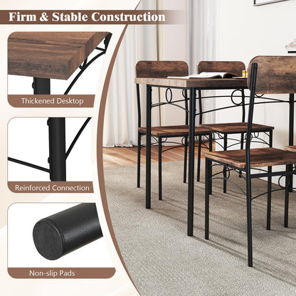Goflame Rectangle Kitchen Table and 4 Farmhouse Dining Chairs with Heavy-Duty Metal Frame