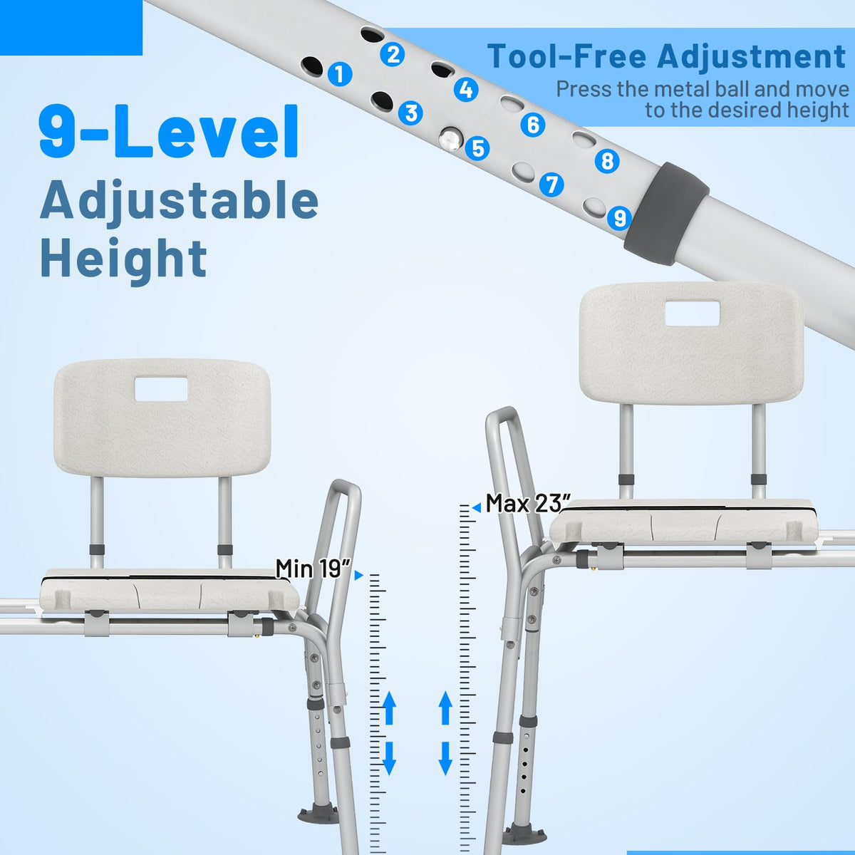 GOFLAME Sliding Tub Transfer Bench for Elderly and Disabled