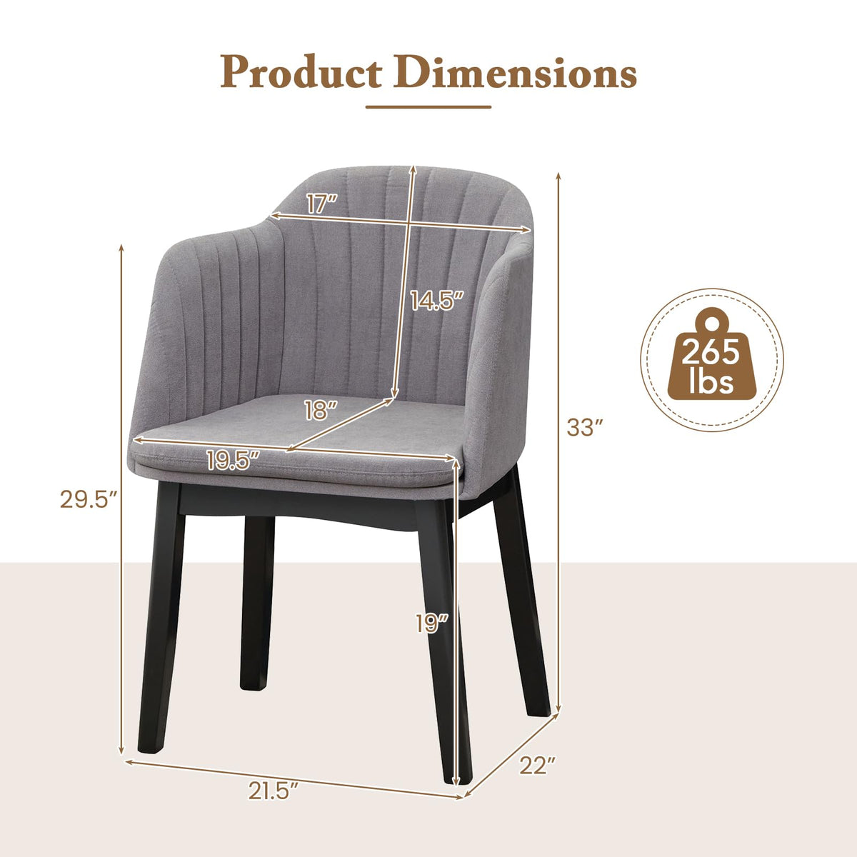 Goflame Modern Dining Chairs, Upholstered Velvet Accent Chairs w/Curved Backrests & Rubber Wood Legs