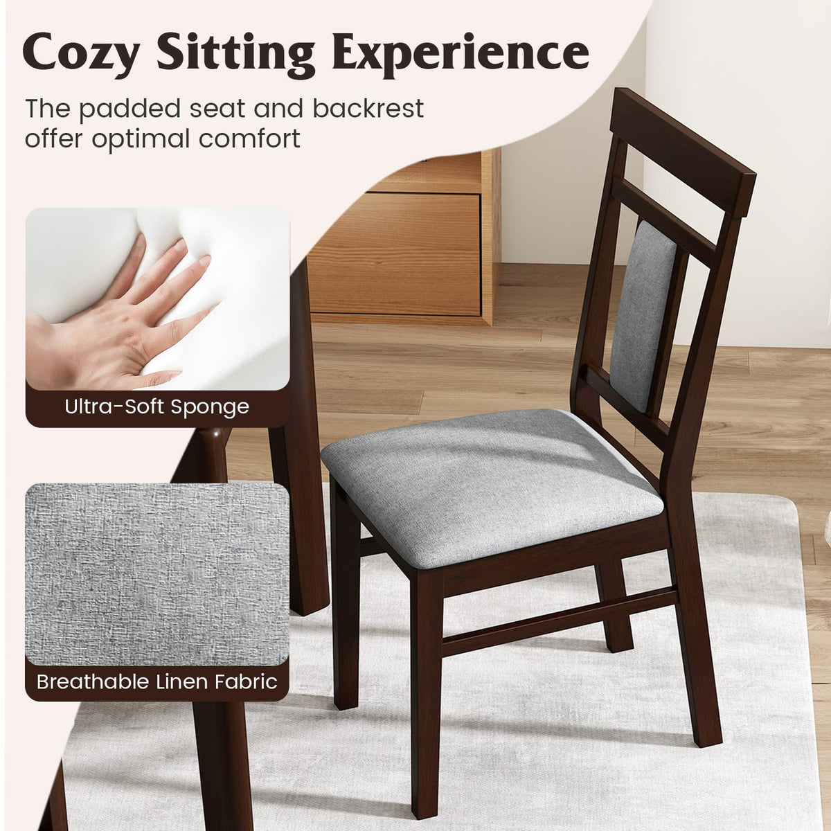 Goflame Wooden Dining Chairs Set for Dining Room Living Room