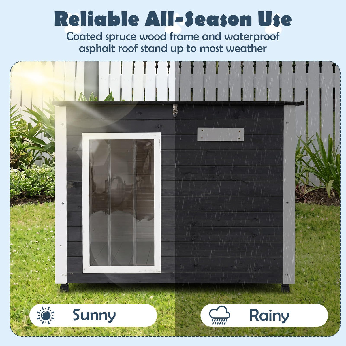 Goflame Wooden Dog House with Openable Asphalt Roof