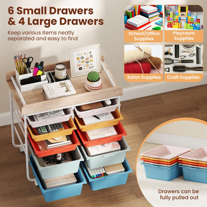 Goflame Rolling Storage Cart with 10 Drawers, Utility Cart