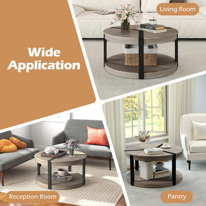 Goflame 2 Tier Round Coffee for Living Room Reception Room