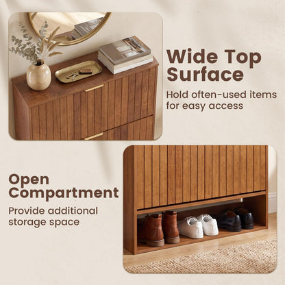 Goflame Shoe Storage Cabinet with 2 Flip Drawers