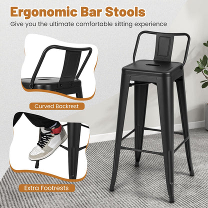 Goflame Metal Bar Stools Set of 4 for Kitchen Island