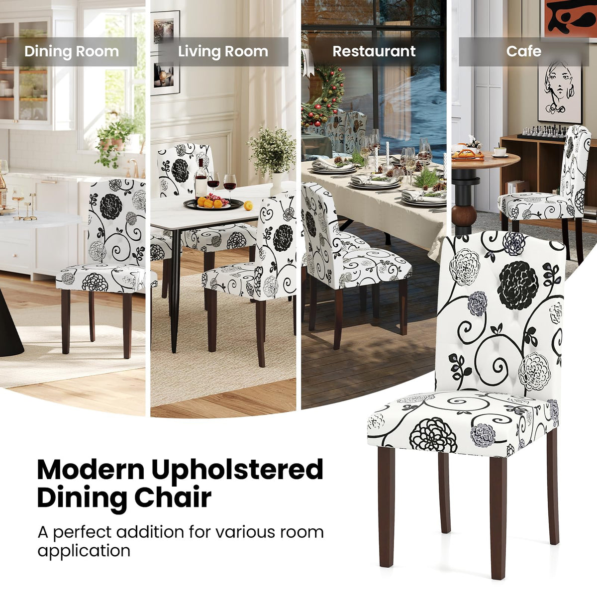 Goflame Upholstered Dining Chairs Set of 2/4 Button Tufted Fabric Upholstered Parson Chairs